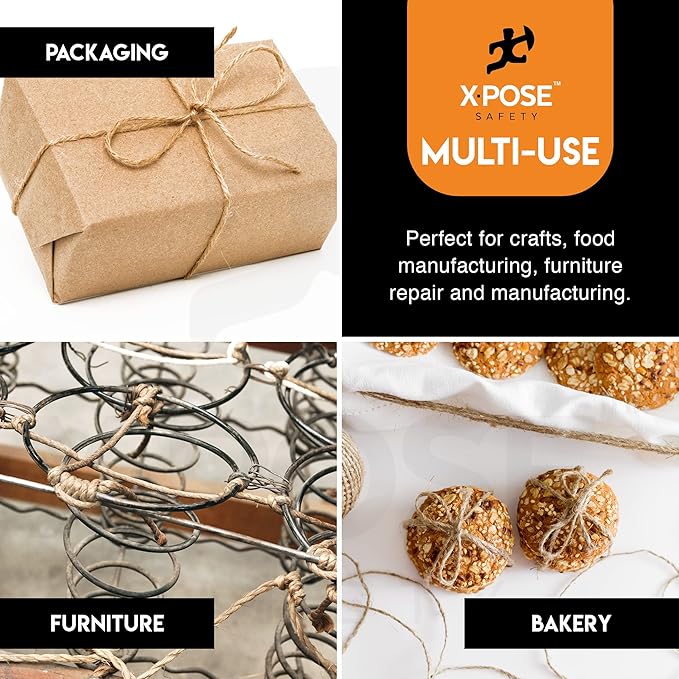 Sisal Twine - 1 Ply 1250 Ft Thin Natural Fiber Rope on Spool - Rope Cat Scratching Post, Rope for Cat Scratcher, Cat Tree Replacement Parts, Pet Toy - Decorative Cordage for Crafts, Pole Wrap 6 Pack