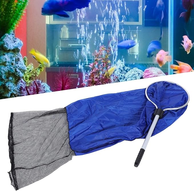 Aquarium Fish Net, Long Koi Tansfer Mesh Basket, Soft Mesh Net, Semipermeable Fishing Net with 20-inch Long Handle, Widely Use, 40CM, for Medium Large