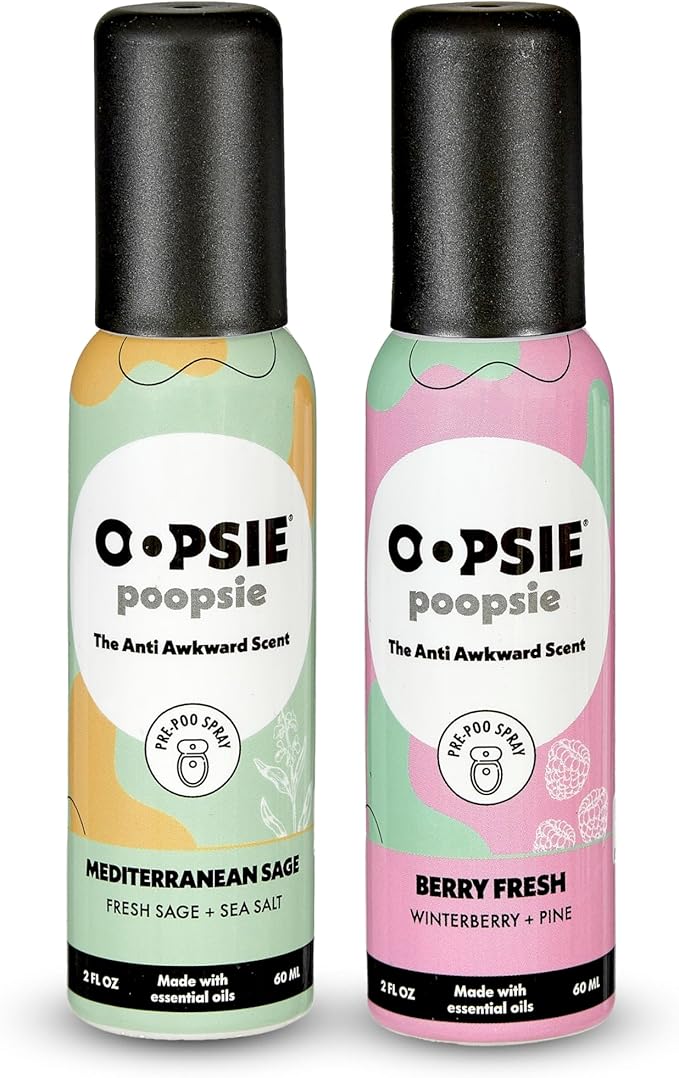 Mediterranean Sage and Berry Fresh- Before & After You Go Toilet Spray 2oz Each - Gift Set - Portable Odor Eliminator - 2 Pack