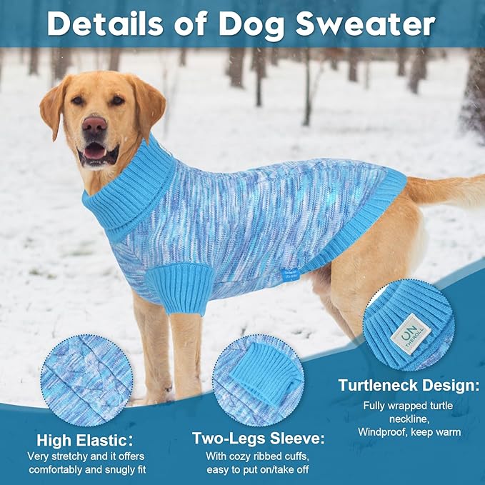 Pet Clothing,Turtleneck Dog Sweater,Sweaters for Dogs Boys and Girls,Pullover Dog Sweaters,Pet Knitted Clothes,Fit for Different Kinds Dogs,for Spring,Autumn and Winter(Blue M)