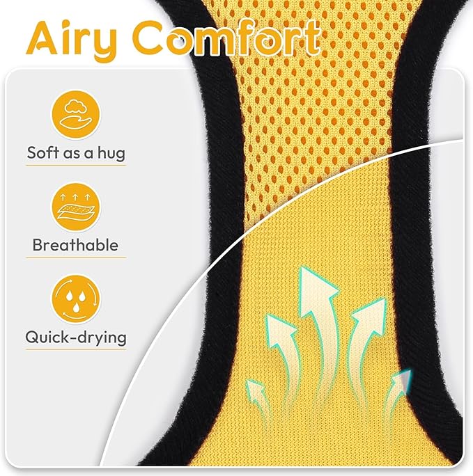 Dooradar Cat Harness and Leash Set, Escape Proof Safe Adjustable Kitten Vest Harnesses for Walking, Easy Control Soft Breathable Mesh Jacket with Reflective Strips for Cats, Yellow, XS