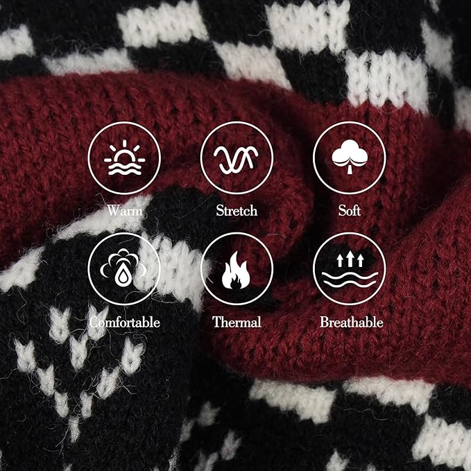 ROZKITCH Thick Dog Sweater, Matching Knit Winter Clothes with Fair Isle Pattern for Large Pets, Cozy Turtleneck Sweatshirt Outfits Outdoor Outfit Indoor Pjs DarkRed XL