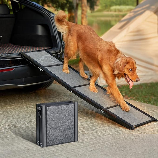 Upgraded Dog Ramp for Car 63" Long & 19.7" Wider Portable Dog Ramps for Large Dogs with Non-Slip Rug Surface for SUV Car & Truck, Up to 250LBS