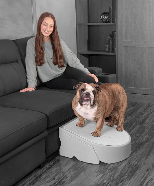 Pet Gear Stramp Stair and Ramp Combination for Dogs/Cats, Easy Step, Lightweight/Portable, Sturdy, Easy Assembly (No Tools Required), Fog