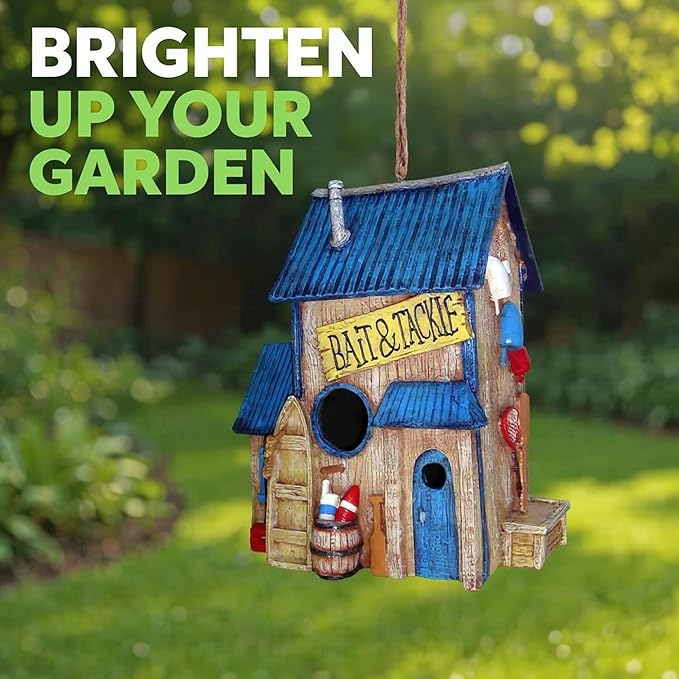 Spoontiques - Birdhouse - Garden Decor - Decorative Bird House for Yard and Garden Decoration - Hanging Novelty for Outdoor Patio - Bait Shop Birdhouse