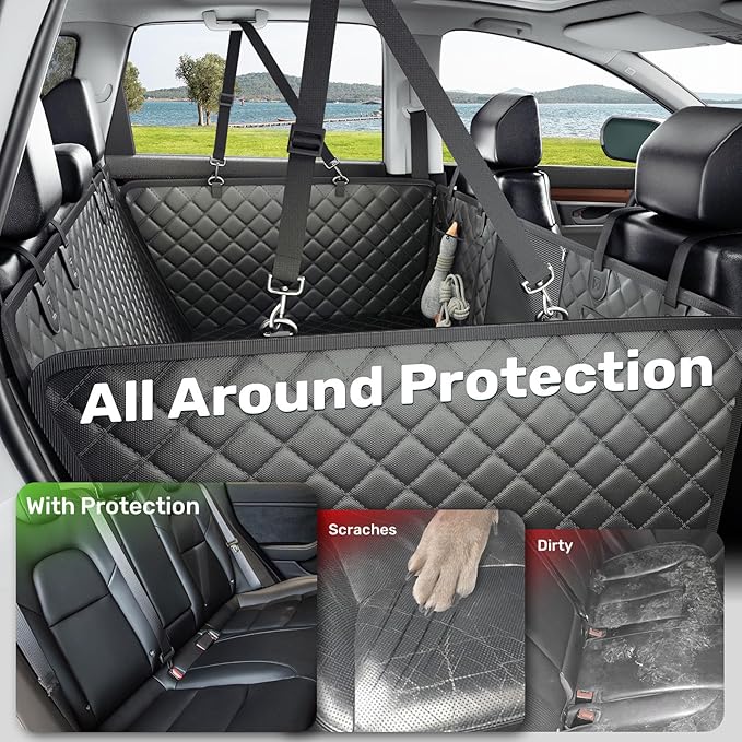 Zanch 2025 Upgraded Dog Car Seat Cover, 400 lbs Heavy Duty Hard Bottom, Waterproof & Anti-Scratch Back Seat Protector, Nonslip Pet Hammock Extender for Full-Size Trucks, SUVs, XL-Orange