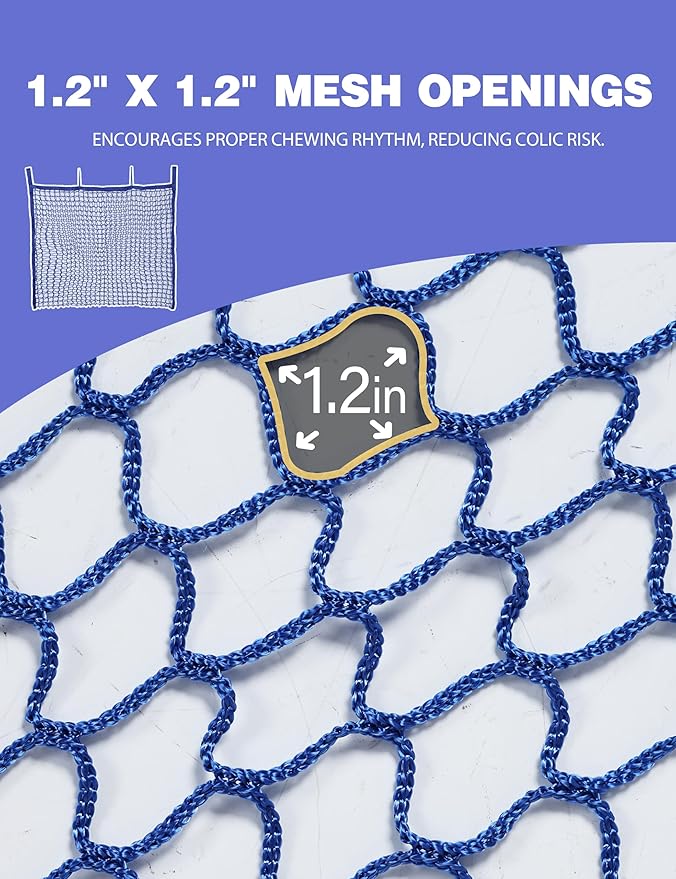 Harrison Howard Square Opening Slow Feed Hay Nets for Horses Large Capacity Horse Feed Bag Reduce Hay Waste Promote Healthy Digestion Blue 24 * 35''
