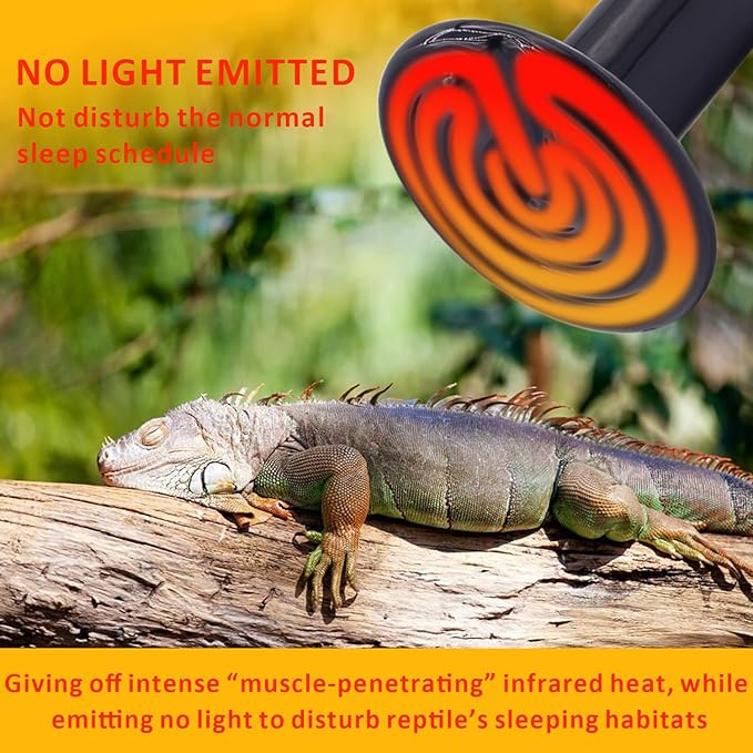 Aiicioo Reptile Heat Lamp Bulb -100W Ceramic Heat Emitter No Harm No Light Heat Bulb for Reptile Emitting Heat Lamp Bulb for Chicken Coop Lizard Aquarium Snake Outside Dogs Brooder 110V 2 Pack,Black
