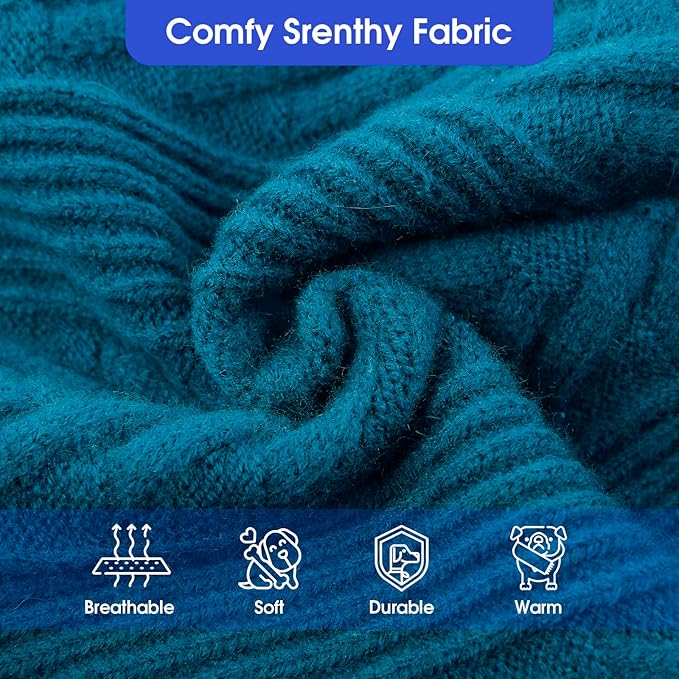 ASENKU Extra-Large Dog Sweater, Dog Sweaters for Extra Large Dogs, Pet Sweatshirt Apparel Turtleneck Pullover Winter for Doberman, Great Dane (Teal Blue, 4XL)