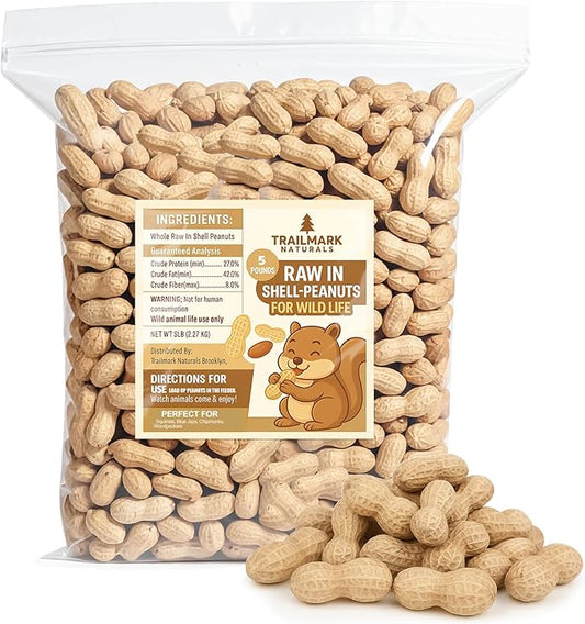 5 LB - Raw Peanuts For Squirrels, Raw In Shell Peanuts For Birds and Wildlife- Squirrel Food, Wild Bird Seed - Grown in The USA