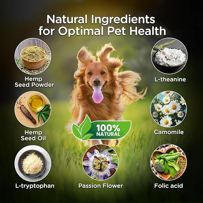 Calming Treats for Dogs - Reduce Stress, Fear, Separation, Barking, Hyperactivity, Reactivity, Aggression, Travel - Calm Without Drowsiness Dogs (120 Count)