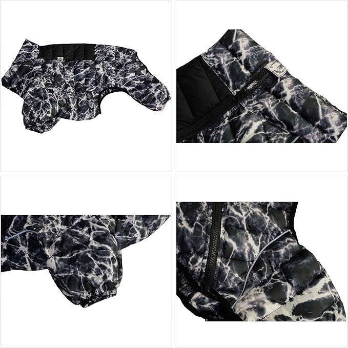 lovelonglong Dog Coat Dog Warm Jacket, 4 Legs Covered Waterproof Windproof Reflective Warm Dog Vest, Zippered Adjustable Outdoor Dog Snow Jacket for Small Medium Large Dogs micai-Black XXL