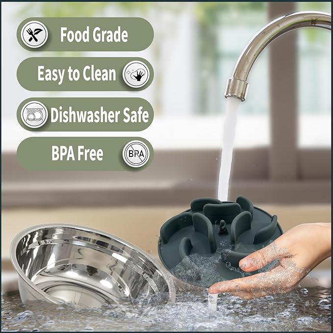 Slow Feeder Dog Bowls for Large Breed - 12-inch High Elevated, Raised Single Food Station - Detachable Parts, Suitable for Treats, Wet/Dry Pet Foods