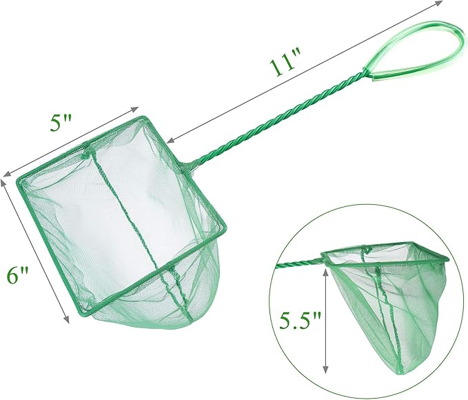 Mogoko 2 Pack Aquarium Net Fish Net, Small Net, Multi-Size Fine Mesh Aquarium Net with Long Plastic Handle for Fish Tank