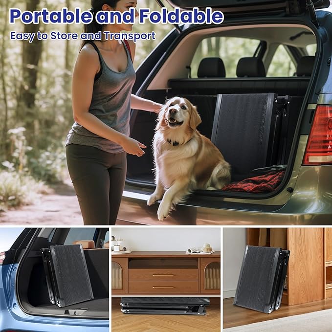 Dog Ramp for Car, 67''x 17'' Extra Long Folding Dog Ramp, Pet Ramp for Large Dogs with Non-Slip Rug Surface, Portable Dog Steps Up to 250LBS, Outdoor Dog Ramp for Car, High Bed Couch