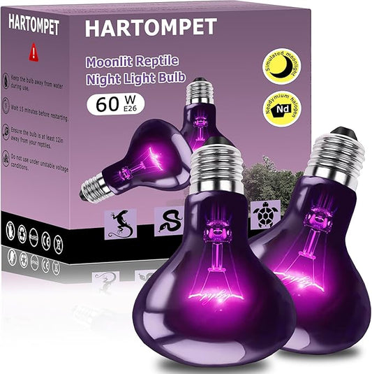 60W Reptile Night Light Bulb - Simulate Natural Moonlight for Bearded Dragons, Lizards, Snakes, and Amphibians - UVA Basking Lamp for Aquariums & Tanks, Enhance Health and Activity