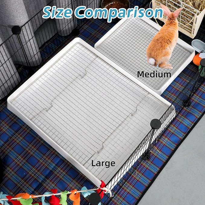 FHTONGE Extra Large Rabbit Litter Box with Large Steel Grid Holes, Bunny Potty Trainer Tray for Cage, Rectangular Rabbit Litter Pan Pet Toilet for Rabbit Guinea Pig Rat Chinchilla Hedgehog Hamster