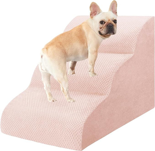 Dog Stairs for Small Dogs, High Density Foam Dog Steps, Extra Wide Non-Slip Pet Ramp for High Beds Or Couch, Soft Doggie Ladder for Dogs Injured, Older Pets, Small Cats