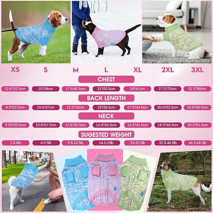 Pet Clothing,Turtleneck Dog Sweater,Sweaters for Dogs Boys and Girls,Pullover Dog Sweaters,Pet Knitted Clothes,Fit for Different Kinds Dogs,for Spring,Autumn and Winter(Pink XL)