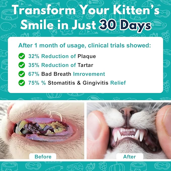 Cat Gingivitis Treatment, Gingivitis Treatment for Cats, Reduce Bad Breath, Tartar, Gum Inflammation, Redness & Pain, Cat Oral Health for Teeth, Gums & Mouth – 400 Tiny Tablets
