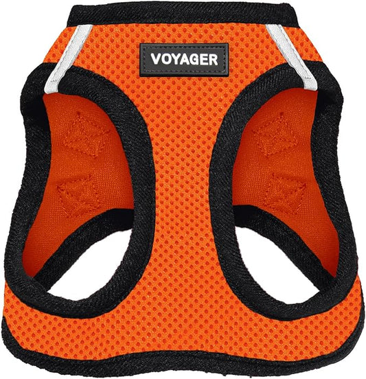 Best Pet Supplies - All Weather Mesh, Reflective, No Pull Harness for Small, Medium Dogs, Cats - Secure with Hook & Loop Fastener, Buckle, Double D-Rings - Orange/Black Trim, XS