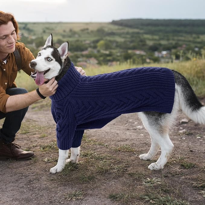 ASENKU Extra-Large Dog Sweater, Dog Sweaters for Extra Large Dogs, Pet Sweatshirt Apparel Turtleneck Pullover Winter for Doberman, Great Dane (Royal Blue, 4XL)