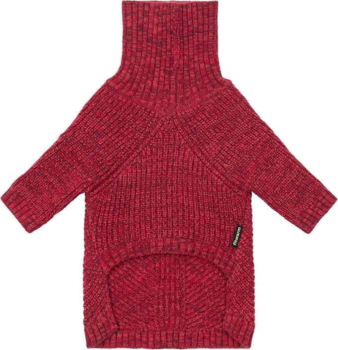 Fitwarm Knitted Turtleneck Dog Sweater, Thermal Dog Winter Clothes for Small Dogs Boy Girl, Holiday Pet Outfit, Heather Dark Red, XXL