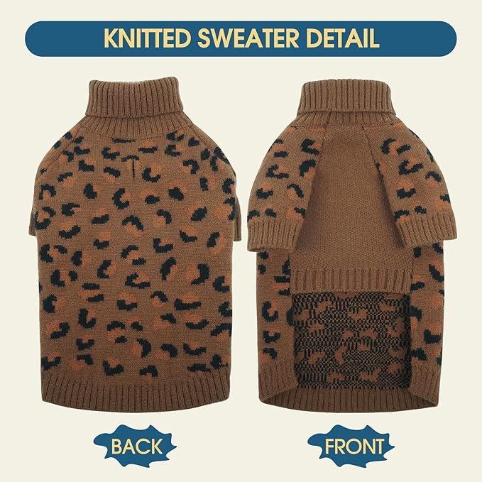 ROZKITCH Turtleneck Dog Sweater for Large Breeds, Warm Knitted Winter Clothes for Dogs, Cozy Pullover for Bulldogs Poodles Huskies Khaki 3XL