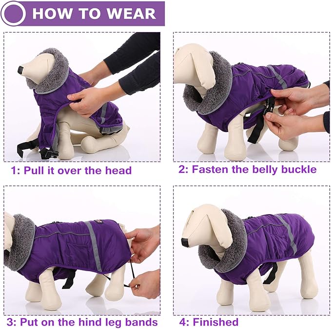 QBLEEV Warm Dog Coat - Reflective, Waterproof Winter Coat Turtleneck for Cold Weather, Thick Fleece Dog Snowsuit Christmas Vest for Small to XL Dogs