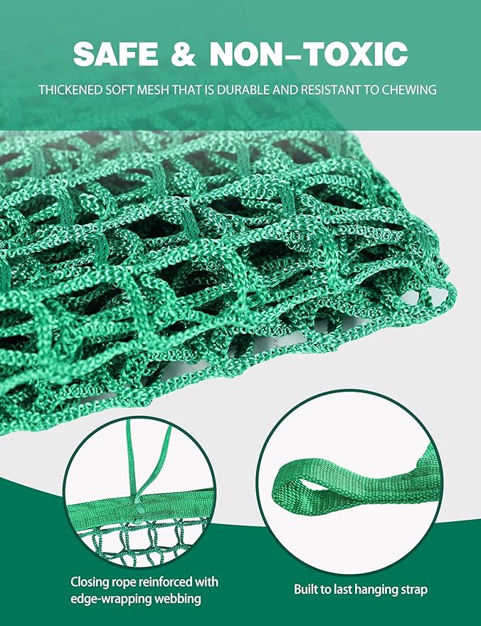 Harrison Howard Square Opening Slow Feed Hay Nets for Horses Large Capacity Horse Feed Bag Reduce Hay Waste Promote Healthy Digestion Green 24 * 35''