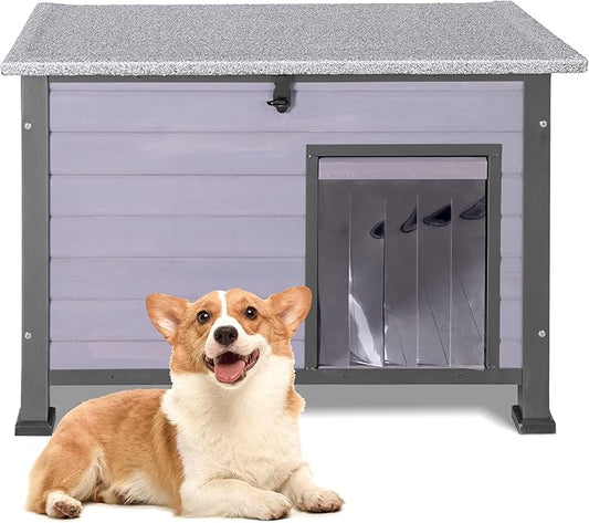 Dog House Outdoor with Prevent Chewing Iron Frame, Cat Houses Removable Floor and Open Roof for Dogs,Cats,Rabbits Animals