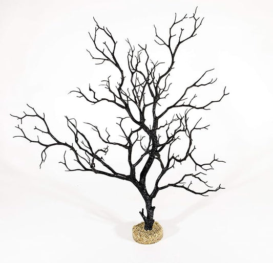 CURRENT USA Black Manzanita Branch 22-inch Tall with Weighted Base | Tree Branches Molded Aquarium Decor Decoration Fake Artificial Fish Tank Ornament for Freshwater or Saltwater (7817)