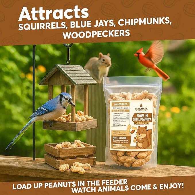 2 LB - Raw Peanuts For Squirrels, Raw In Shell Peanuts For Birds and Wildlife- Squirrel Food, Wild Bird Seed - Grown in The USA