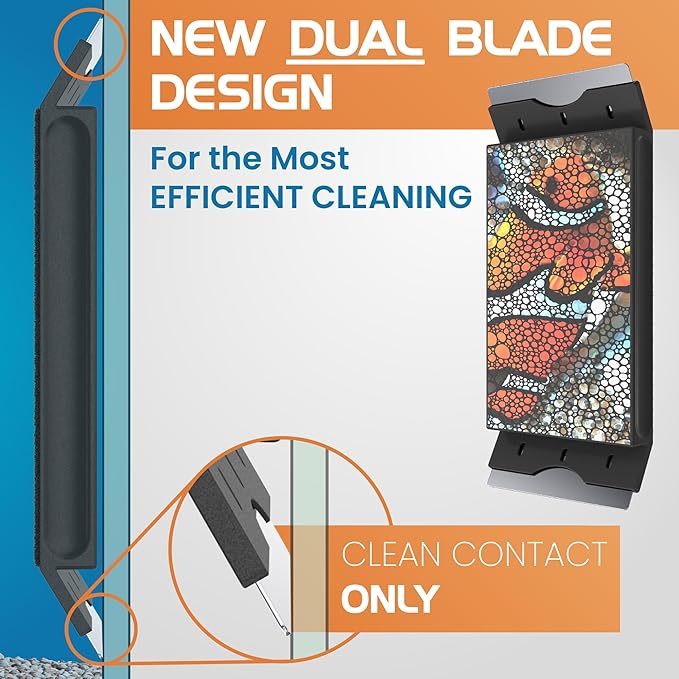 FL!PPER Flipper Edge Clownfish Limited Edition Floating Magnetic Aquarium Cleaner | 2-in-1 Dual Blade Scrubber & Scraper Fish Tank Cleaner Tools for Efficient Cleaning & Acrylic Surface Maintenance