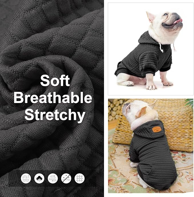 BEAUTYZOO Dog Hoodie for Small Medium Large Dogs, Winter Fall Warm Dog Clothes for Puppy S M Sized Dogs Girl Boy, Dog Sweater Shirt Hoodies with Pocket Bulldog Pitbull Cat Clothing Coat- Black