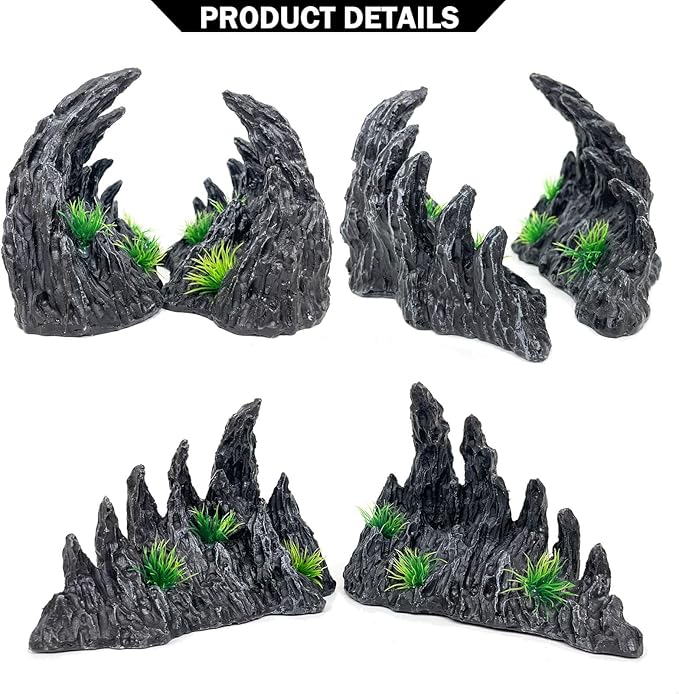 Aquarium Decoration Large and Tall for Fish Tank Rock Thematic Ornaments Aquarium Mountain View Stone Ornaments Aquarium Decor Shelter House Cave Fish Tank Decoration - Medium