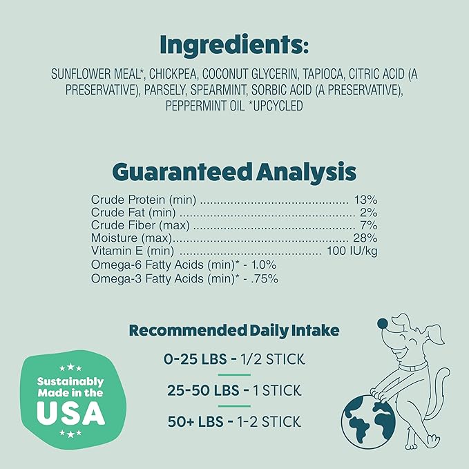 Shameless Pets Dental Chews for Dogs, Mighty Mint Dental Sticks, Healthy Treats for Teeth Cleaning & Fresh Breath - Dog Bones Dental Chews Free from Grain Corn & Soy, 8 Sticks
