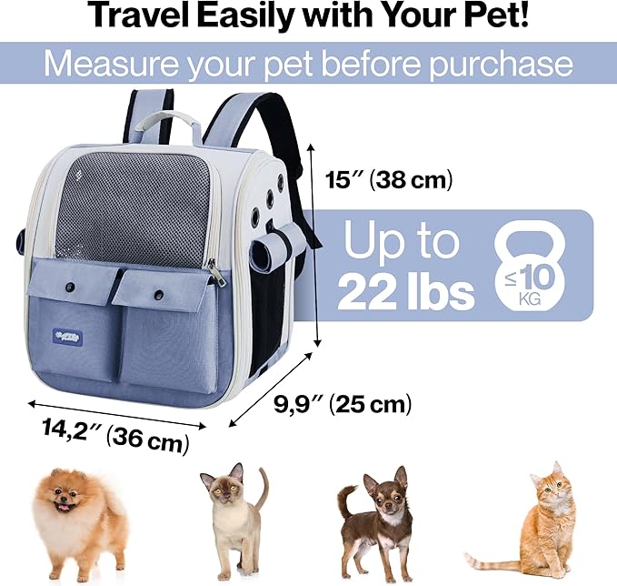CMP – Cat Backpack Carrier Airline Approved – Breathable Pet Carrier Backpack for Small Dogs, Cats, Puppies, Rabbits – Travel Dog Backpack with Ventilated Design for Hiking, Outdoor, Car Trips