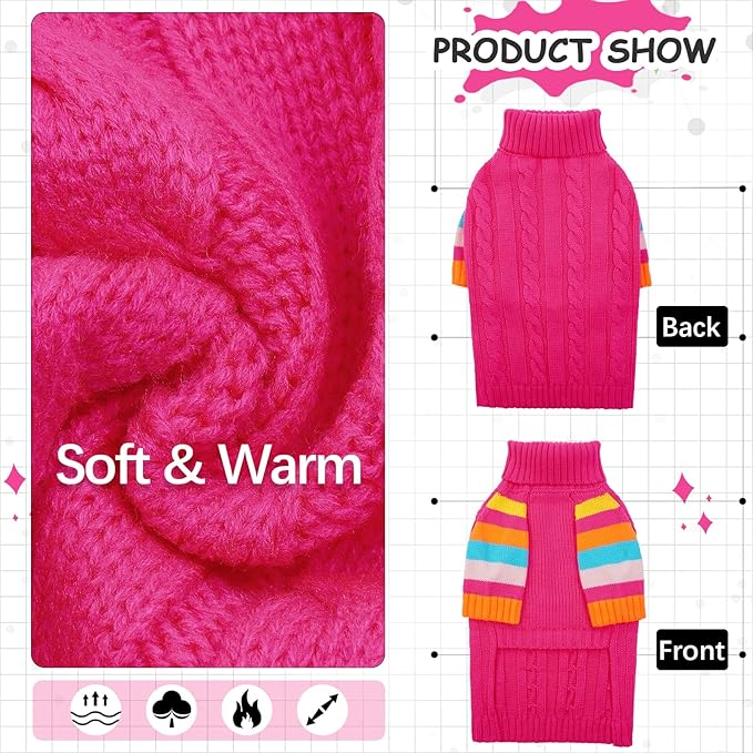 XLarge Dog Sweaters Male Female, Large Dog Sweater Turtleneck Stretchy, XL Dogs Sweaters for Winter Spring Autumn Christmas, Sweater for Extra Large Dogs Collie Pitbull, Pet Knitwear XL