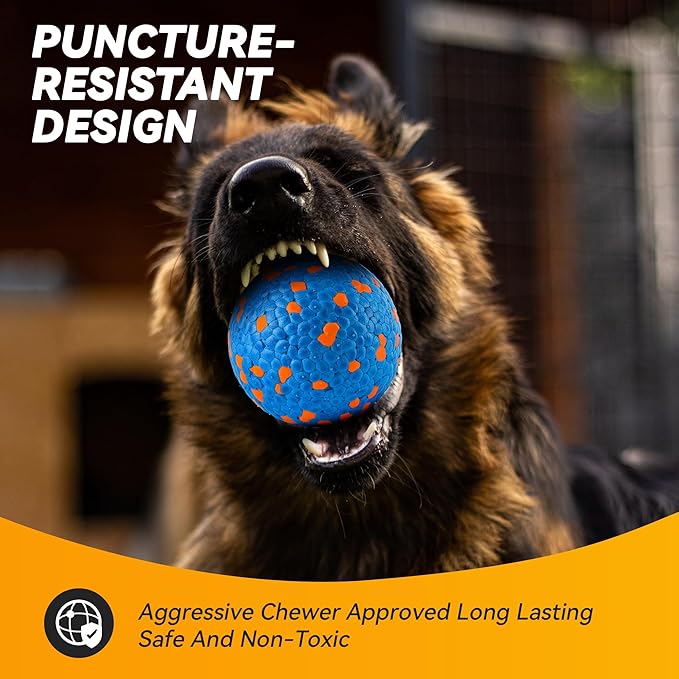 4Pcs Dog Balls, Tennis Balls for Dog Aggressive Chewers, for Large Medium Small Puppy, Training Catch&Fetch, Water Floats Toys, Blue