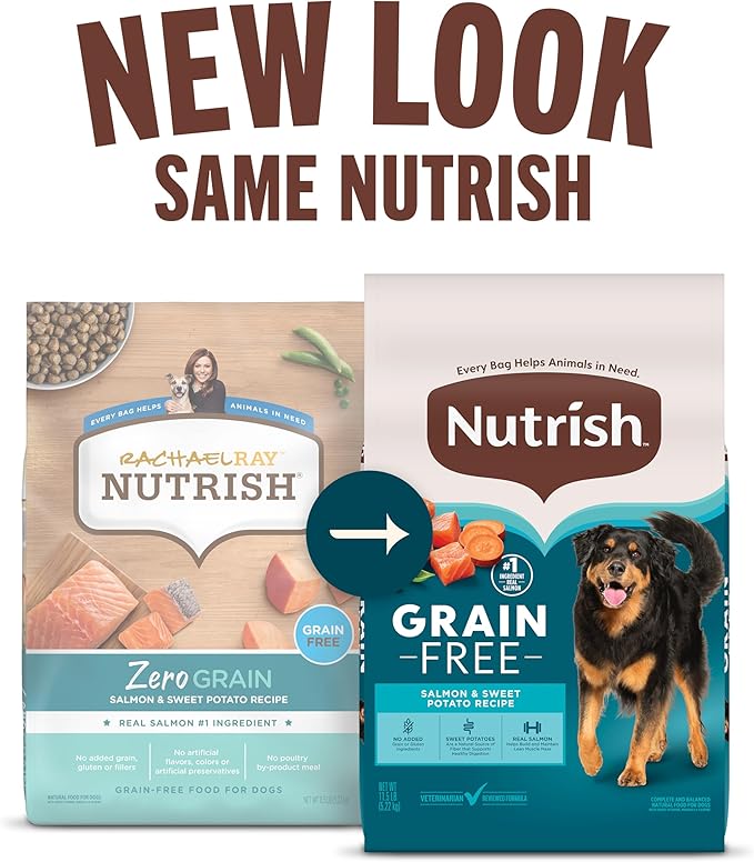 Nutrish Grain Free Dry Dog Food, Salmon & Sweet Potato Recipe, 23 lb. Bag (Rachael Ray)