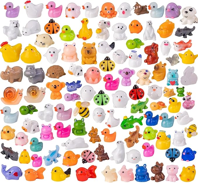 110pcs Mini Resin Animals 110 Styles Variety Tiny Animals Figures Miniature Little Small Animal Figurines Bulk for Micro Fairy Garden Landscape Accessories Hide Crafts Decor Aquarium