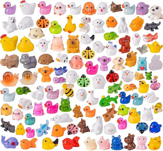 110pcs Mini Resin Animals 110 Styles Variety Tiny Animals Figures Miniature Little Small Animal Figurines Bulk for Micro Fairy Garden Landscape Accessories Hide Crafts Decor Aquarium