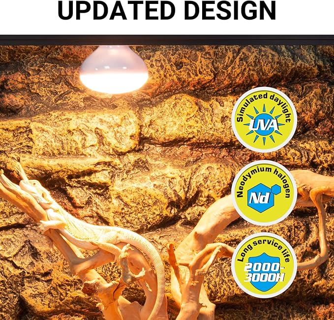 REPTI ZOO 2 Pack 100W Reptile Neodymium Daylight Basking Spot Lamp UVA Bulb Reptile Heat Lamp for Amphibian Lizard Tortoise Bearded Dragon Hedgehogs