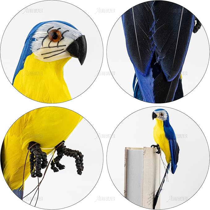 AUEAR, 9.8 Inch Blue Artificial Birds Realistic Parrot Decor Model for Decoration Craft