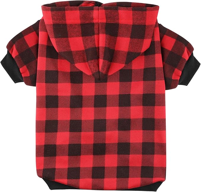 Plaid Dog Hoodie Sweatshirt Sweater for Small Dogs Cat Puppy Clothes Coat Warm and Soft(S)