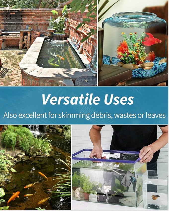 Pawfly Aquarium Fish Net with Extendable 9-24 Inch Long Handle for Betta Fish Tank Small Koi Pond and Pool