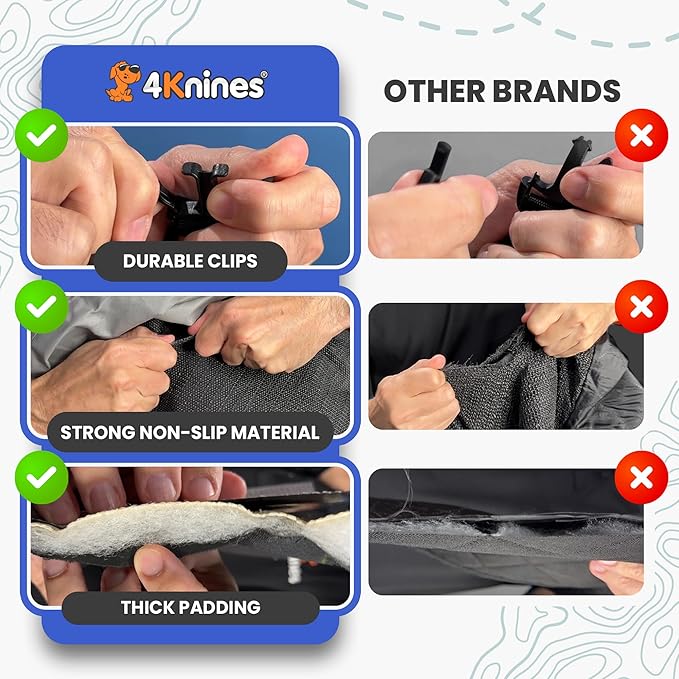 4Knines SUV Cargo Liner for Dogs, Trunk Mat for SUV, Durable Cargo Cover, Protector – Compatible with 60/40 Split Bench & Armrest Pass-Through, Waterproof, Machine Washable, Non-Slip (Large, Black)