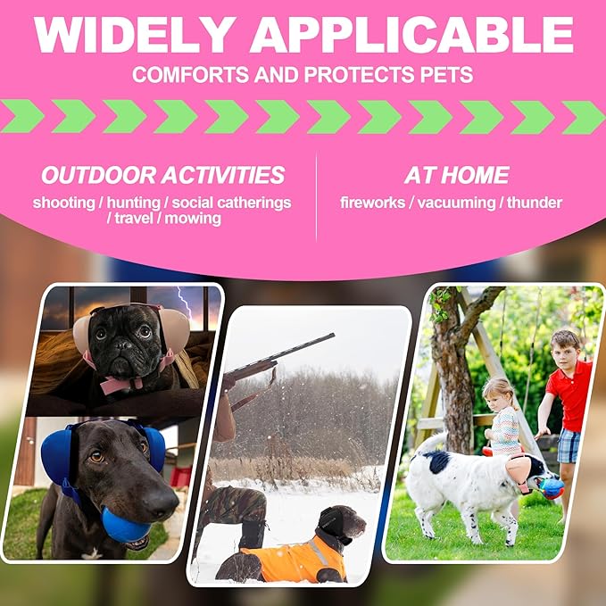 PROHEAR Ungrade GEL Pads Dog Ear Muffs Hearing Protection for Dogs, NRR 28dB for Thunder, Hunting, Tourism,Small - Pink