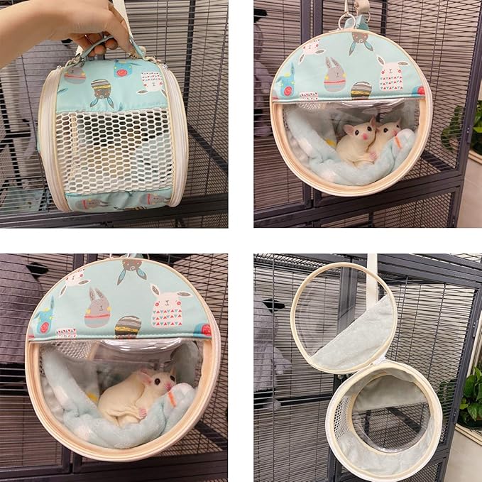 Small Pet Carrier Bag Portable Travel Carrier for Hamster Rat Baby Guinea Pig Sugar Glider Hedgehog Small Birds (M, Green)